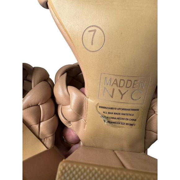Madden NYC Camel Braided Cushion High Heel Sandals Size 7 Square Toe 3 3/4 Inch - Picture 8 of 8